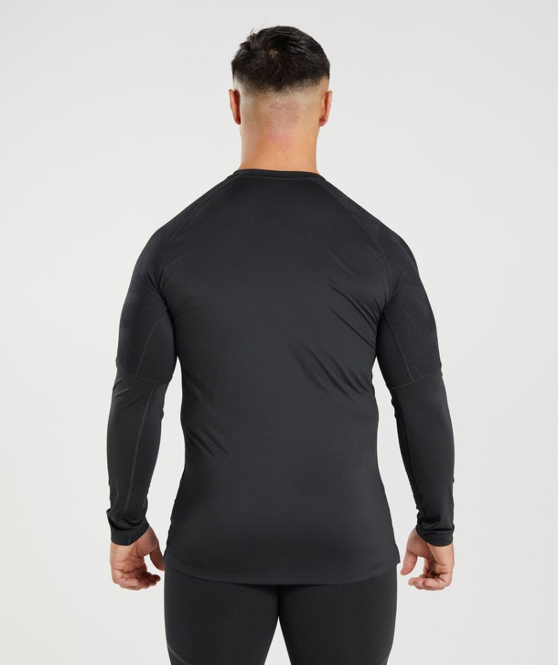 Camiseta Gymshark 315 Long Sleeve Hombre Negros | MX 618YJI